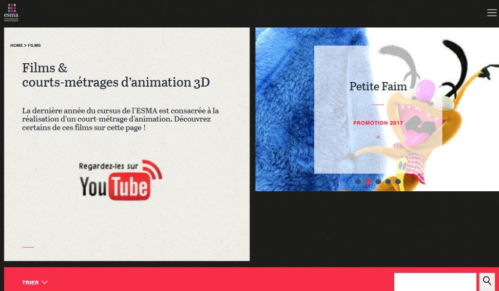 Accès aux films d'animation de l'ESMA, nouvel onglet